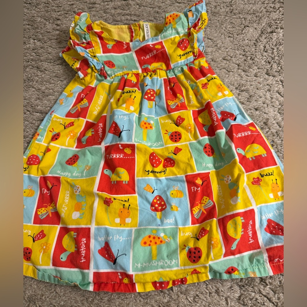 Pantaloons Colorful Kids Dress with Fun Print and Bow Back - 18-24 months
